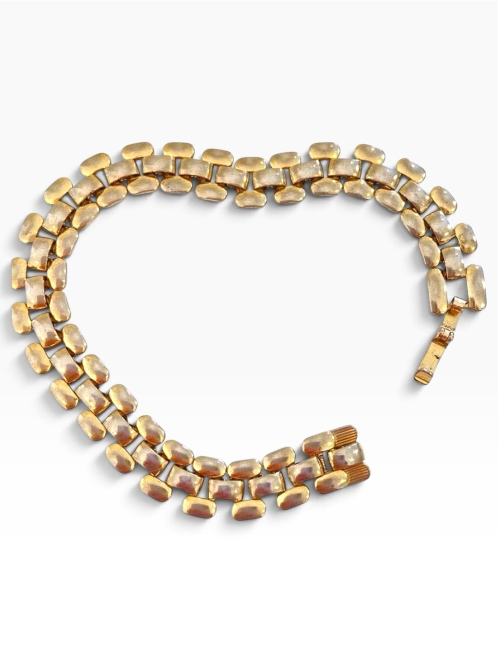 Vintage Mid-Century Gold-Tone Bracelet With Chain Link Design For Women
